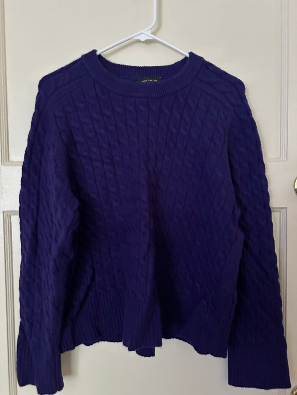Ann Taylor Deep Purple Cable Knit Sweater Extra-Large Petite (XLP)